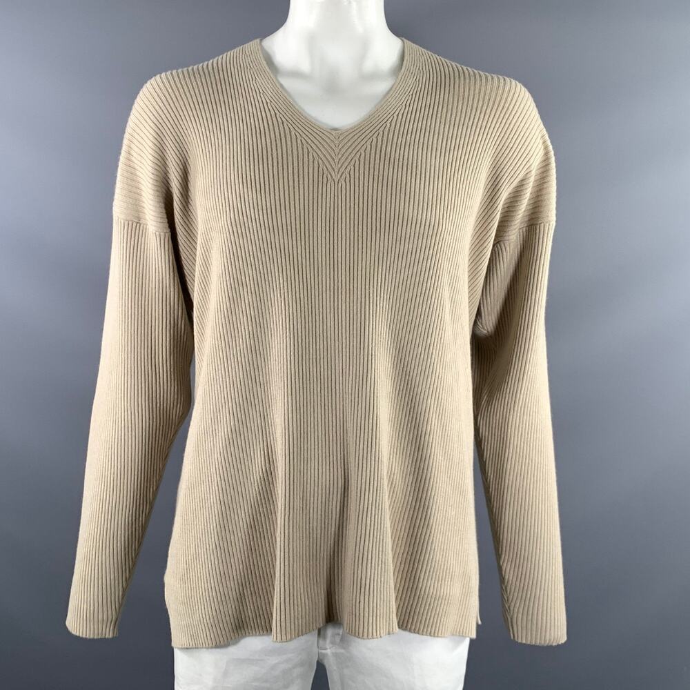 TSE Size XL Tan Knit V Neck Pullover Womens